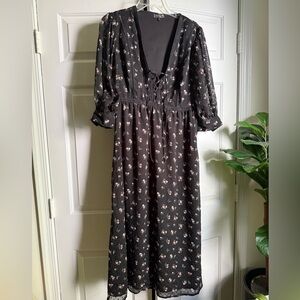 Topshop Black Floral Maxi Dress Sz 6 Whimsigoth Romantic Fairy Grunge Valentines